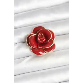 Kırmızı Gül Model Broş