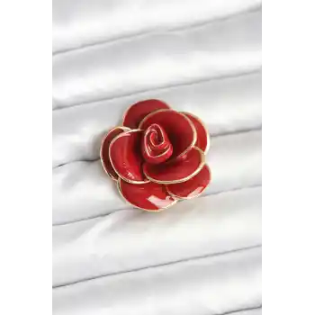 Kırmızı Gül Model Broş