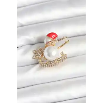 Kızaklı Kardan Adam Model Yılbaşı Temalı Broş