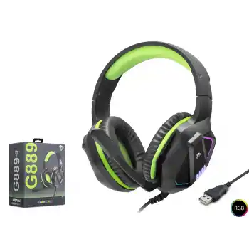 Kulaklik Usb Rgb - Si̇yah/Yeşil G889