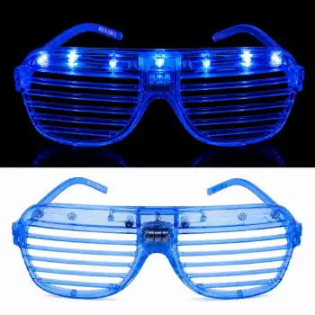 LED Işıklı Panjur Parti Gözlüğü Mavi Renk Shutter Gözlük