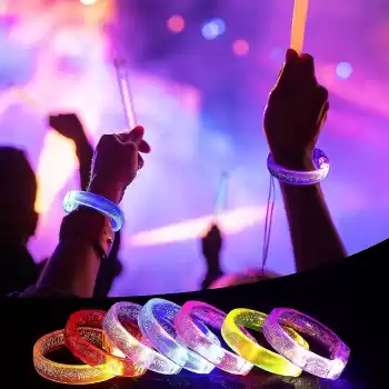 Led Işıklı Pilli Işıklı Rengarenk Kalın Bileklik Işıklı Bilezik Karışık Renk 1 Adet (5069)