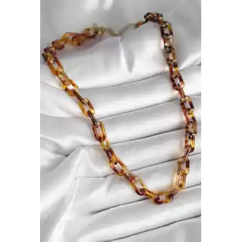 Leopar Desenli Mika Zincir Kadın Kolye