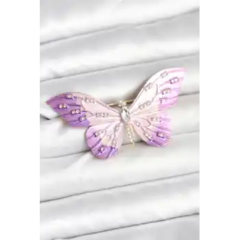 Lila Renk Kelebek Model Broş