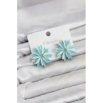 Lotus Model Buz Mavisi Renk Kristal Taşlı Kadın Küpe
