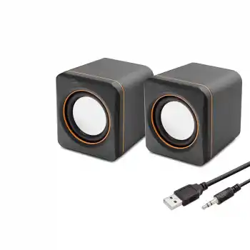 Masaüstü Hoparlör 1+1 USB + 3.5mm - Siyah HD6049