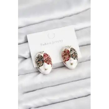 Maske Model Pirinç Kadın Küpe