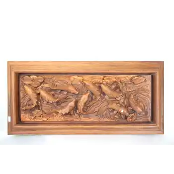 Maun Ağacı El Oyması Balık Tasarımı Pano 4Ratnı-2