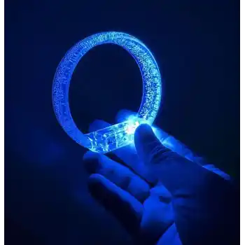 Mavi Led Işıklı Baskı Yapılabilen Pilli Bileklik Bilezik 1,5 cm Genişlik