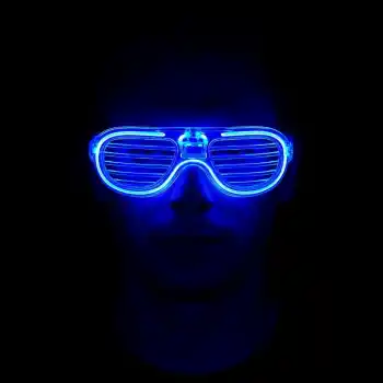 Mavi Led Işıklı Parti Gözlüğü - Neon Glow Gözlük 3 Modlu