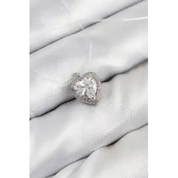 Misineli Kalp Model Gümüş Renk Hayalet Kolye