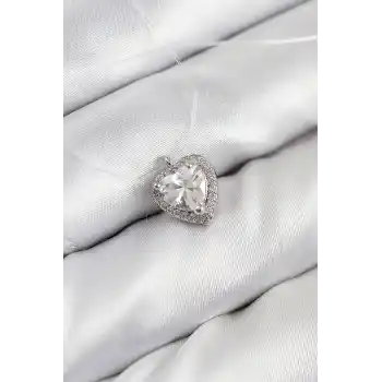 Misineli Kalp Model Gümüş Renk Hayalet Kolye