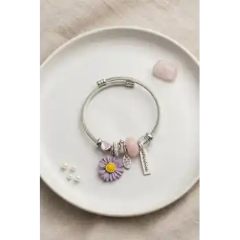 Mor Papatya Charmlı Bileklik