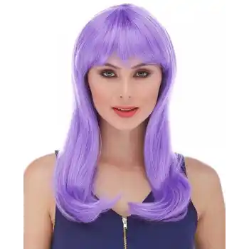Mor Renk Uzun Düz Parti Peruğu