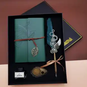 Mürekkepli Divit Kalem Ve Defter Set Yeşil