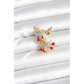 Noel Geyiği Model Yılbaşı Temalı Broş