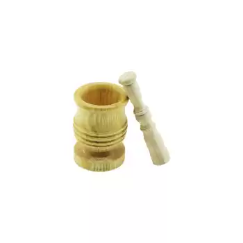 ORTA BOY  LÜX AHŞAP HAVAN SARIMSAK DÖVECEK Ç: 7.3CM--D: 6.5CM--Y: 10.5CM FİLELİ AMBALAJ (5069)