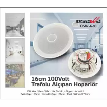 OSAWA OSW-628 16CM TWEETERLİ 100 VOLT TRAFOLU ALÇIPAN HOPARLÖR (5069)