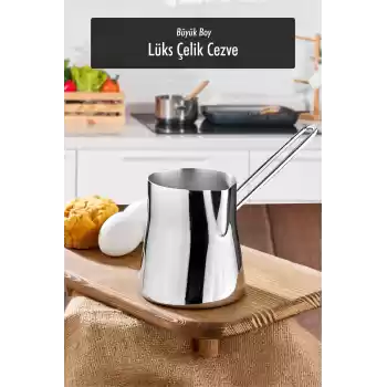 Paslanmaz Çelik 750 ml Büyük Boy Cezve ( 9 Fincan Ölçüsünde )