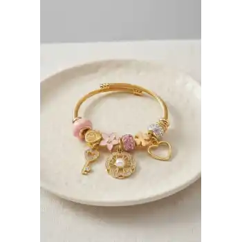 Pembe Charmlı Model Kadın Bileklik