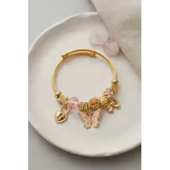 Pembe Kelebek Charmlı Bileklik