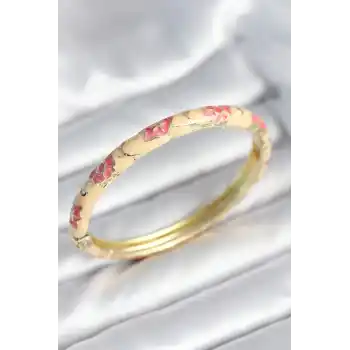 Pembe Renk Detaylı Mineli Kelepçe