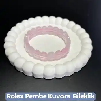 Pembe Rolex Kuvars Taş Bileklik