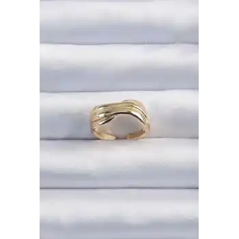 Pirinç Altın Renk Kıvrımlı Ayarlanabilir Yüzük