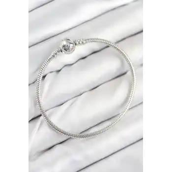 Pirinç Charm Topcuk Model Gümüş Renk Kadın Bileklik