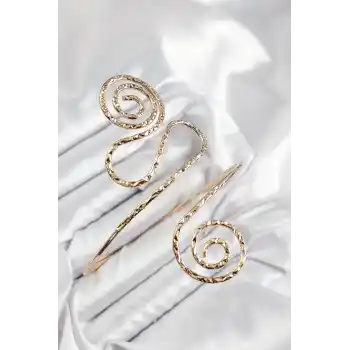 Pirinç Etnik Model Gold Renk Pazu Bileklik