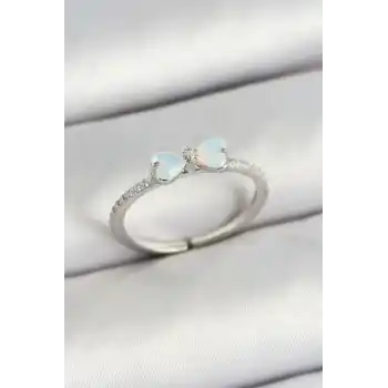 Pirinç Fiyonk Figürlü Zirkon Taşlı Gümüş Renk Ayarlanabilir Kadın Yüzük