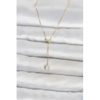 Pirinç Gold Renk Asansörlü Model Kadın Kolye