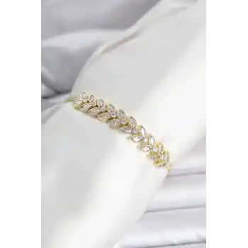 Pirinç Gold Renk Başak Model Su Yolu Kadın Bileklik
