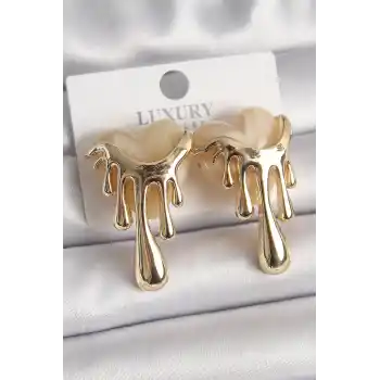 Pirinç Gold Renk Beyaz Sedefli Akan Kalp Model Kadın Küpe