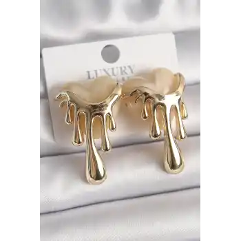 Pirinç Gold Renk Beyaz Sedefli Akan Kalp Model Kadın Küpe