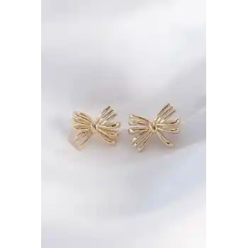 Pirinç Gold Renk Fiyonk Küpe