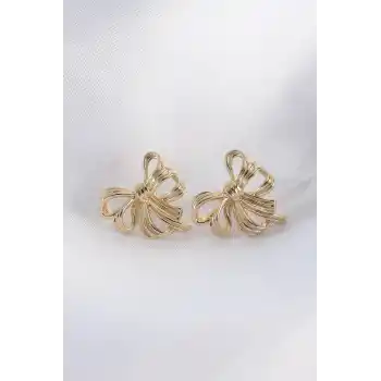 Pirinç Gold Renk Fiyonk Küpe