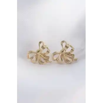 Pirinç Gold Renk Fiyonk Küpe