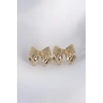 Pirinç Gold Renk Fiyonk Küpe