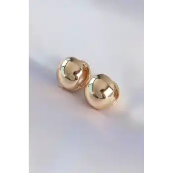 Pirinç Gold Renk İçi Boş Minimal Topçuk Küpe