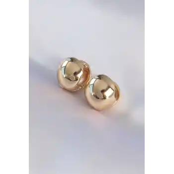 Pirinç Gold Renk İçi Boş Minimal Topçuk Küpe
