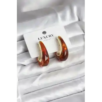 Pirinç Gold Renk Kahverengi Vintage Kadın Küpe