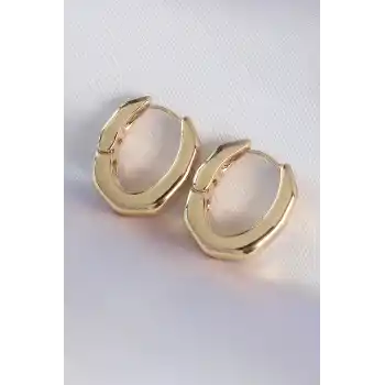 Pirinç Gold Renk Kalın Kemik Model Küpe