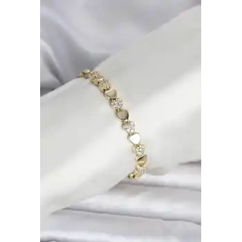 Pirinç Gold Renk Kalpli Model Kadın Bileklik