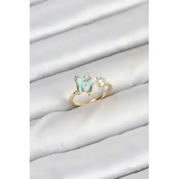 Pirinç Gold Renk Kelebek Model Kadın Yüzük