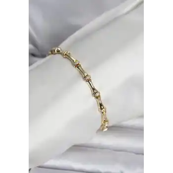 Pirinç Gold Renk Kemik Model Kadın Bileklik