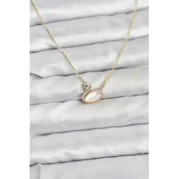 Pirinç Gold Renk Kuğu Model Kadın Kolye