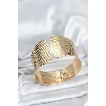 Pirinç Gold Renk Levha Model Kadın Bileklik