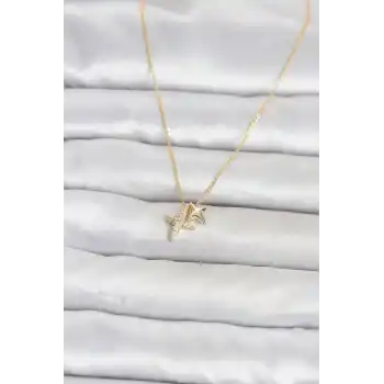 Pirinç Gold Renk Minimal Kutup Yıldızı Model Kadın Kolye