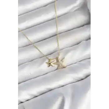 Pirinç Gold Renk Minimal Yıldız Model Kadın Kolye